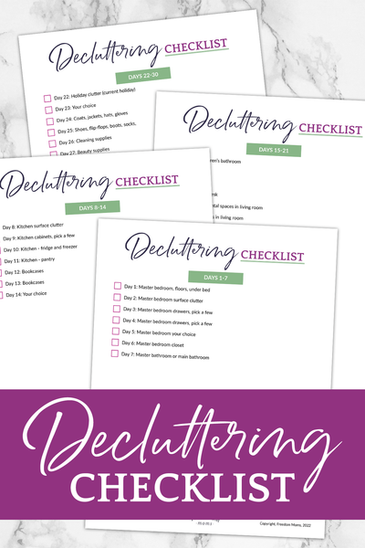Monthly Decluttering Checklist- Downloadable